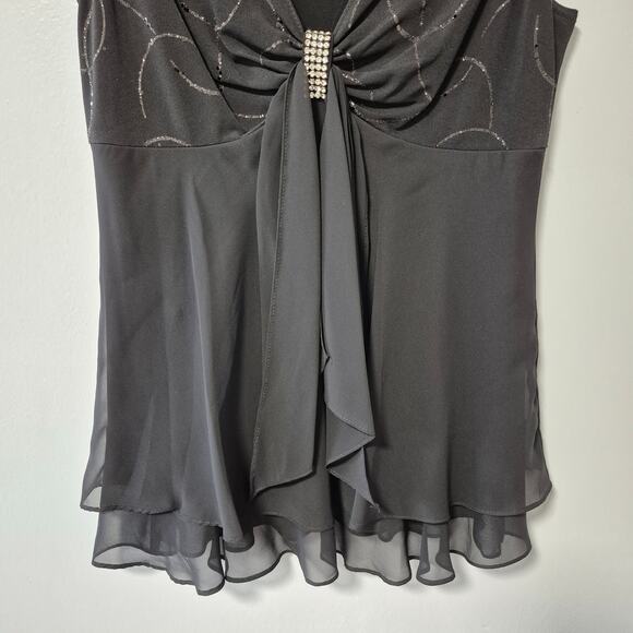 R&M Richards Womens Sleeveless Black Rhinestone Evening Dressy Party Top Size 8 - Picture 7 of 12
